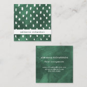 Carte De Visite Carré Aquarelle de vert vert avec les points à la mode (Devant / Derrière)