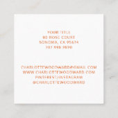 Carte De Visite Carré Aquarelle d'Orange Brûlée Florale (Dos)