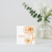 Carte De Visite Carré Aquarelle d'Orange Brûlée Florale (Debout devant)