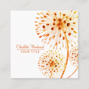 Carte De Visite Carré Aquarelle d'Orange Brûlée Florale