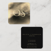 Carte De Visite Carré Aquarelle dorée Abstraite (Devant / Derrière)