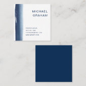 Carte De Visite Carré Aquarelle élégante bleu marine moderne (Devant / Derrière)