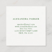 Carte De Visite Carré Aquarelle élégante Fleurs Succulentes (Dos)