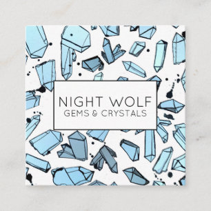 Carte De Visite Carré Aquarelle encre quartz cristaux Motif magique