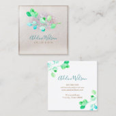 Carte De Visite Carré aquarelle et feuille FAUX (Devant / Derrière)