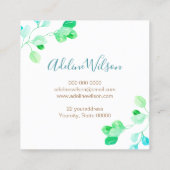 Carte De Visite Carré aquarelle et feuille FAUX (Dos)