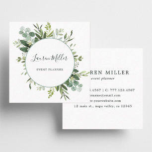 Carte De Visite Carré Aquarelle Eucalyptus Verdure Wreath