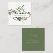 Carte De Visite Carré Aquarelle feuillage botanique et détails or (Devant / Derrière)