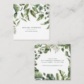 Carte De Visite Carré Aquarelle feuillage botanique moderne tropical (Devant / Derrière)