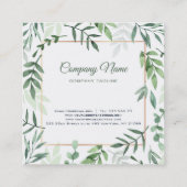 Carte De Visite Carré Aquarelle Feuilles verts (Dos)