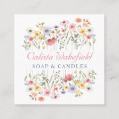 Carte De Visite Carré Aquarelle Fleurs sauvages & Foliing Carré Business (Devant)