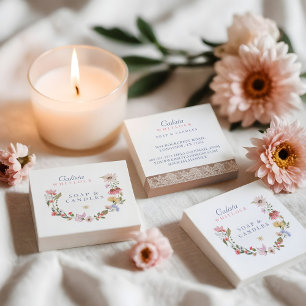 Carte De Visite Carré Aquarelle Fleurs sauvages & Foliing Carré Business