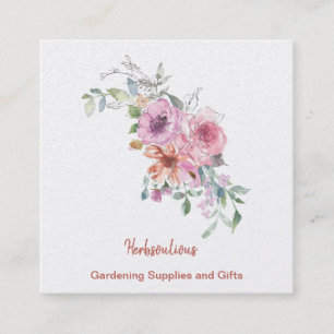 Carte De Visite Carré Aquarelle Floral