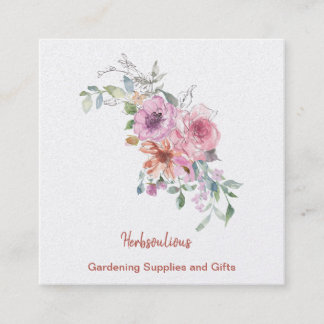 Carte De Visite Carré Aquarelle Floral