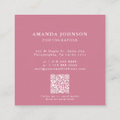 Carte De Visite Carré Aquarelle Floral Pink Camera Photographe Code QR (Dos)
