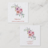 Carte De Visite Carré Aquarelle Florale (Devant / Derrière)