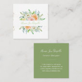 Carte De Visite Carré Aquarelle florale blush et vert (Devant / Derrière)