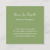 Carte De Visite Carré Aquarelle florale blush et vert (Dos)