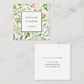 Carte De Visite Carré Aquarelle florale botanique (Devant / Derrière)