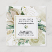 Carte De Visite Carré *~* Aquarelle florale en or (Dos)