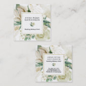 Carte De Visite Carré *~* Aquarelle florale en or (Devant / Derrière)