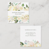 Carte De Visite Carré Aquarelle florale ene ivoire (Devant / Derrière)