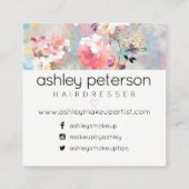 Carte De Visite Carré Aquarelle florale moderne de typographie de (Dos)