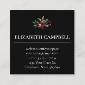 Carte De Visite Carré Aquarelle florale Moody| Noir (Dos)
