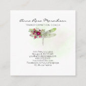 Carte De Visite Carré *~* Aquarelle florale Roue Rose Mint Dragonfly (Dos)