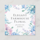 Carte De Visite Carré Aquarelle Florale & Rustique Bois Peony Médias soc (Devant)