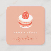 Carte De Visite Carré Aquarelle French Sweet Cake QR Code Social Media (Devant)