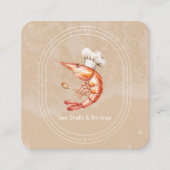 Carte De Visite Carré Aquarelle Fruits de mer / Plage côtière Style (Devant)