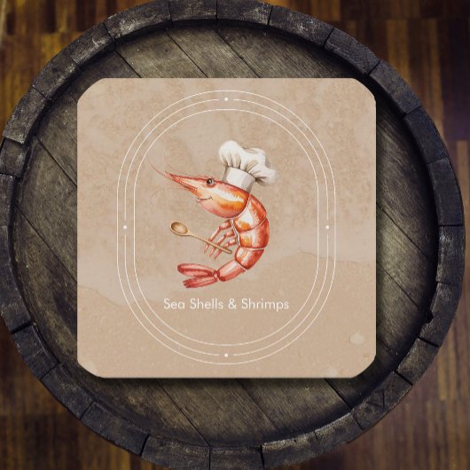 Carte De Visite Carré Aquarelle Fruits de mer / Plage côtière Style
