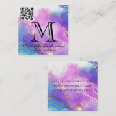 Carte De Visite Carré Aquarelle | Gold Foil | Analyse QR (Devant / Derrière)