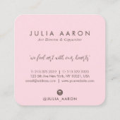 Carte De Visite Carré Aquarelle Golden et Blush Pink HoloScript (Dos)