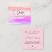 Carte De Visite Carré Aquarelle Golden et Blush Pink HoloScript (Devant / Derrière)