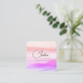 Carte De Visite Carré Aquarelle Golden et Blush Pink HoloScript (Debout devant)