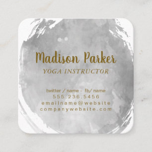 Carte De Visite Carré Aquarelle gris contemporaine brossée