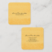 Carte De Visite Carré Aquarelle jaune Abstraite (Devant / Derrière)