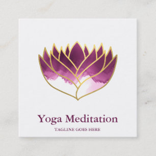 Carte De Visite Carré Aquarelle Lotus Fleur Yoga Instructor Wellness