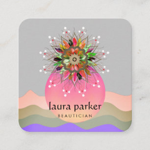 Carte De Visite Carré Aquarelle Lotus Peinture à fleurs Massage de guéri