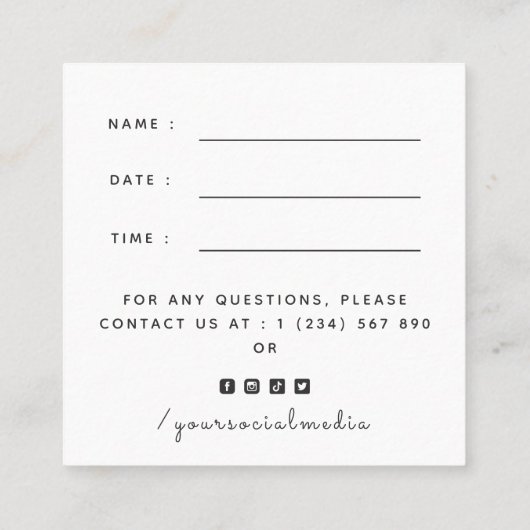 Carte De Visite Carré Aquarelle mignonne Pekingese Chien Rappel de rende (Dos)