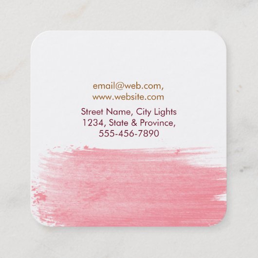 Carte De Visite Carré Aquarelle moderne Abstrait élégant rose rouge (Dos)