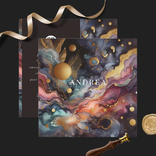 Carte De Visite Carré Aquarelle moderne Abstrait violet Carré Business