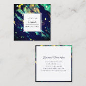 Carte De Visite Carré Aquarelle moderne Abstraite peinte en vert (Devant / Derrière)