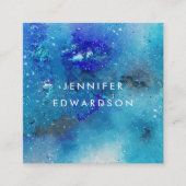 Carte De Visite Carré Aquarelle moderne bleu turquoise splatter professi (Devant)