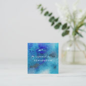 Carte De Visite Carré Aquarelle moderne bleu turquoise splatter professi (Debout devant)