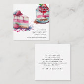 Carte De Visite Carré Aquarelle moderne Bold Dessert Baker Chef pâtissie (Devant / Derrière)