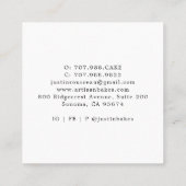 Carte De Visite Carré Aquarelle moderne Bold Dessert Baker Chef pâtissie (Dos)