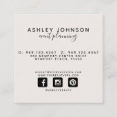 Carte De Visite Carré Aquarelle moderne Magnolia Blush et Script noir (Dos)